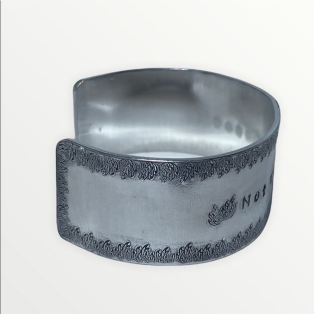 Handmade stamped Not Today Satan
adjustable hypoallergenic silver‎ cuff bracelet - Picture 4 of 7